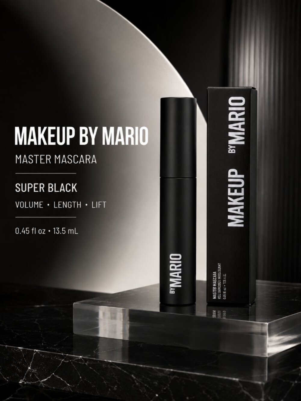 MAKEUP BY MARIO Master Mascara Volumizing Lift Super Black Full Size NIB